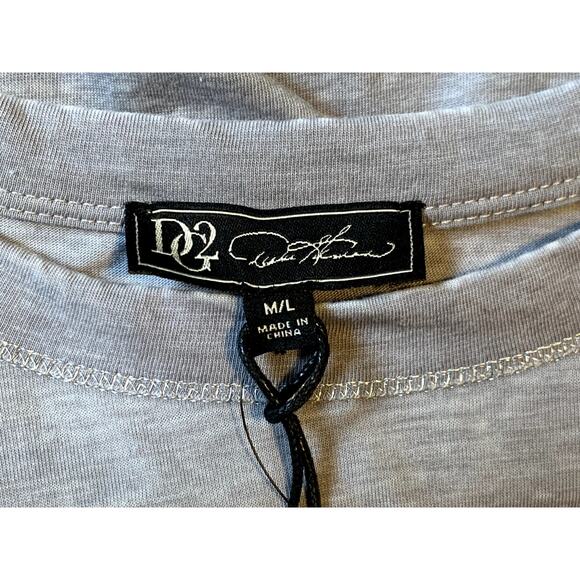 DG2 Diane Gilman Shirt Women Large Gray Silver Thread Embellished Relaxed Top - Picture 9 of 10